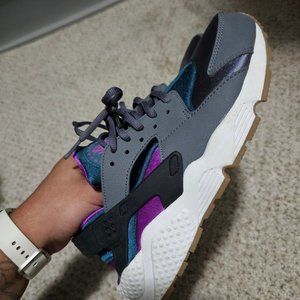 Nike Women's Air Huarache Run Running Shoes Grey/Teal/Violet Size 8